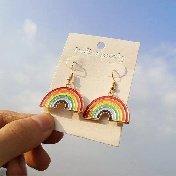 ElegantDrop Earrings 18kYellow Gold Platedrainbow - Picture 2 of 5